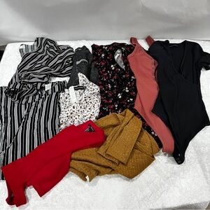 Lot bundle of 9 pieces mix brands size Small tops jumper dress pants multicolor